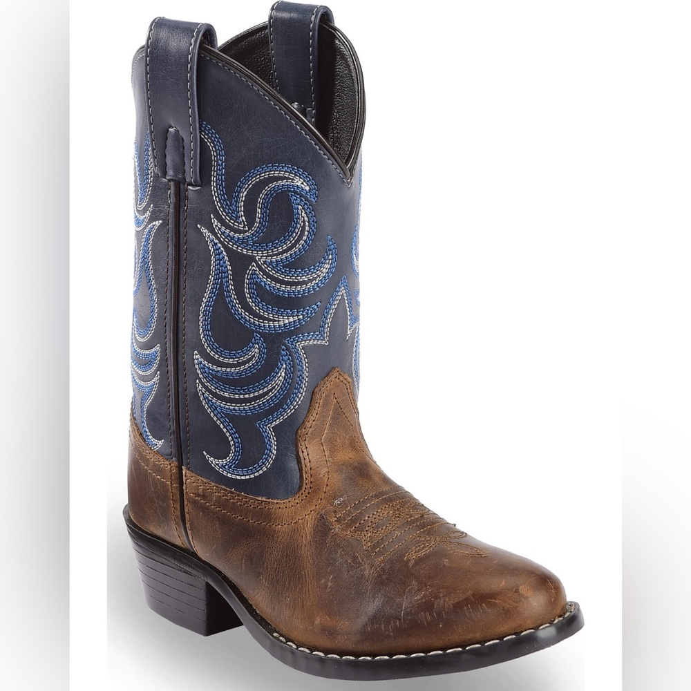 CODY JAMES BOYS' HOLT TWO-TONE EMBROIDERED WESTERN BOOTS - ROUND TOE